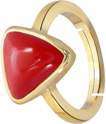 PARTH GEMS Deluxe Quality Natural Italian Coral (Munga) Stone Metal Coral Silver Plated Ring