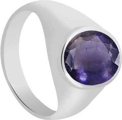CLEAN GEMS Natural Certified Neeli (Iolite) 7.25 Ratti or 6.6 Carat for Male Sterling Silver Ring