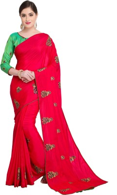 Blissta Embroidered Bollywood Silk Blend Saree(Pink)