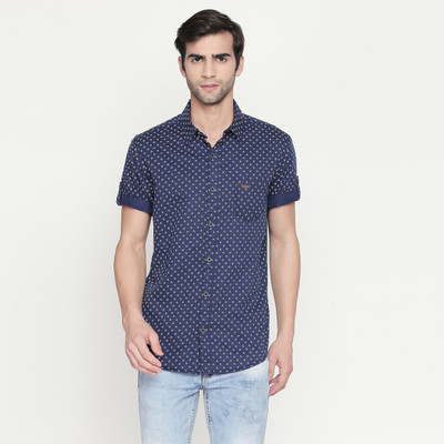 mufti-men-printed-casual-dark-blue-shirt