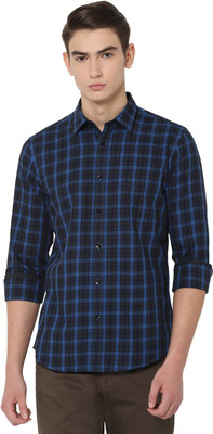 Allen Solly Men Checkered Casual Dark Blue Shirt