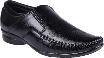 somugi Genuine Leather Men's Formal Black Slip on Shoes Slip On For Men(Black)