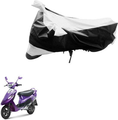 AK Art Two Wheeler Cover for TVS(Scooty Pep+, Black, Silver)