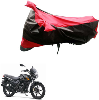 PRIMEAUTOZ Two Wheeler Cover for TVS(Flame DS 125, Black, Red)