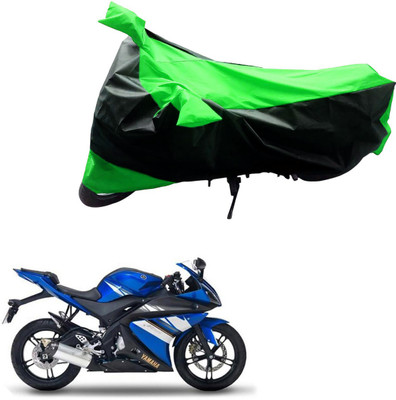 Ak Automotive Two Wheeler Cover for Yamaha(R15, Black, Green)