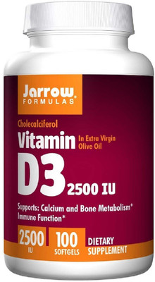 Jarrow Formulas Vitamin D3, Cholecalciferol, 2,500 IU, 100 Softgels(100 No)