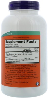 Now Foods Calcium & Magnesium, 250 Tablets(250 Tablets)