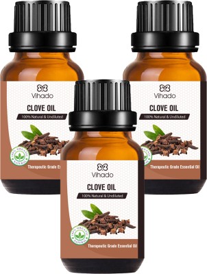 Vihado Undiluted Clove Essential Oil for Teeth, Hair, Skin(15ml Pack 3)(45 ml)