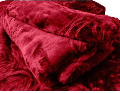GKM Floral Double Mink Blanket for  Heavy Winter(Polyester, Red)