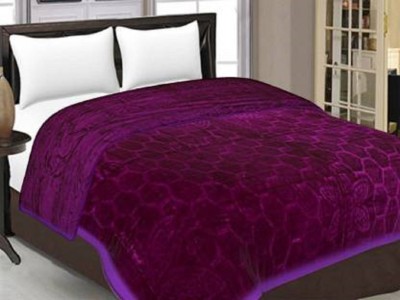 GKM Floral Single Mink Blanket for  Heavy Winter(Polyester, Purple)