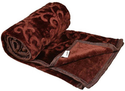 Changers Floral Double Mink Blanket for  Heavy Winter(Polyester, Brown)