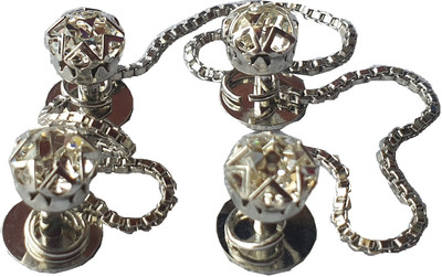 Epraiser Star Diamond Studed Cut Bordered Silver Trending 4pcs Metal Buttons(Pack of 4)