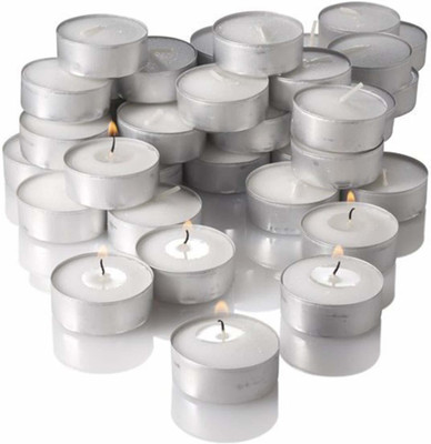 GW Creations Smokeless Wax Candle(White, Pack of 50)