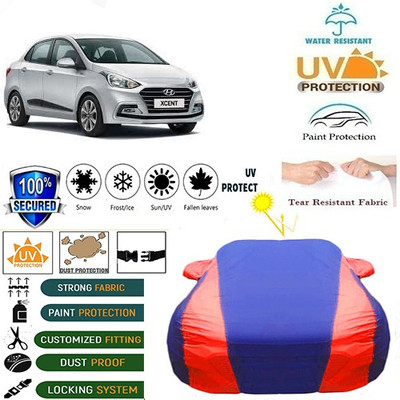 MotohunK Car Cover For Hyundai Xcent (With Mirror Pockets)(Blue, Red)