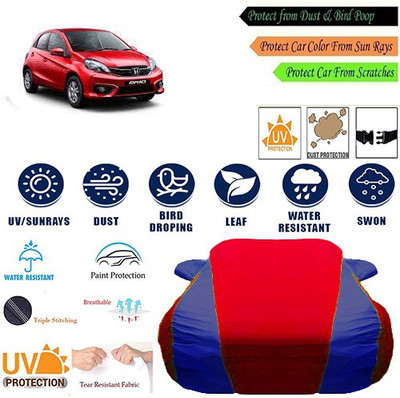 MotohunK Car Cover For Honda Brio (With Mirror Pockets)(Red, Blue)