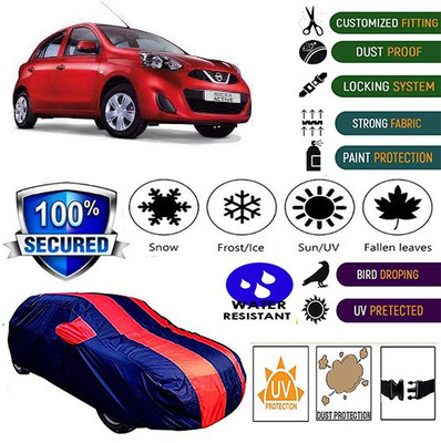 MotohunK Car Cover For Nissan Micra Active (With Mirror Pockets)(Red, Blue)
