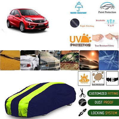 MotohunK Car Cover For Honda Brio (With Mirror Pockets)(Green, Blue)