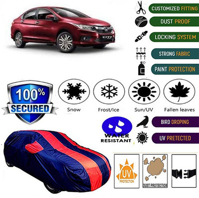 MotohunK Car Cover For Honda City i-Vtec (With Mirror Pockets)(Red, Blue)