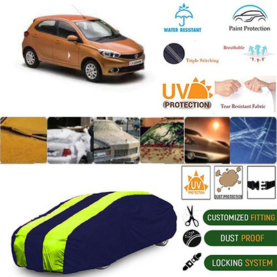 MotohunK Car Cover For Tata Tiago (With Mirror Pockets)(Green, Blue)