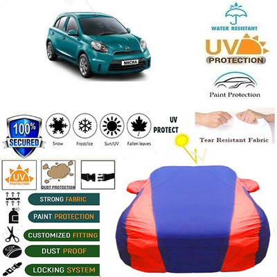 MotohunK Car Cover For Nissan Micra (With Mirror Pockets)(Blue, Red)