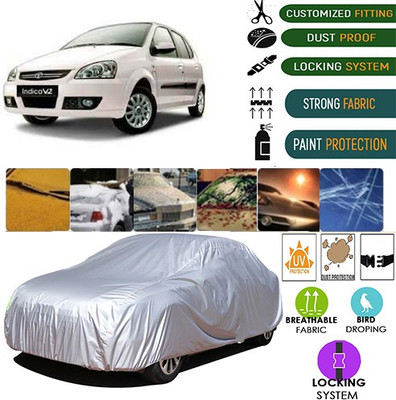 MotohunK Car Cover For Tata Indica V2 (Without Mirror Pockets)(Silver)