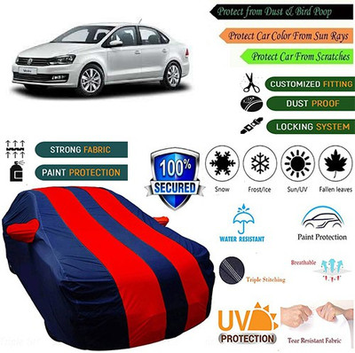 MotohunK Car Cover For Volkswagen Vento (With Mirror Pockets)(Blue, Red)