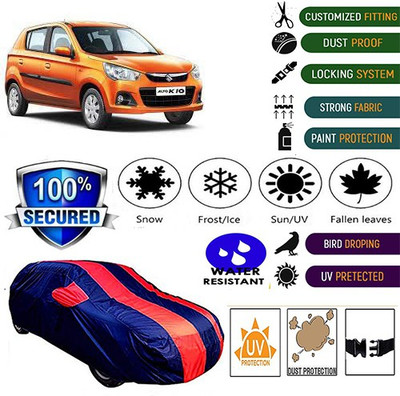 MotohunK Car Cover For Maruti Suzuki Alto K10 (With Mirror Pockets)(Red, Blue)