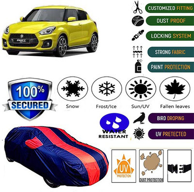 MotohunK Car Cover For Maruti Suzuki Swift (With Mirror Pockets)(Red, Blue)