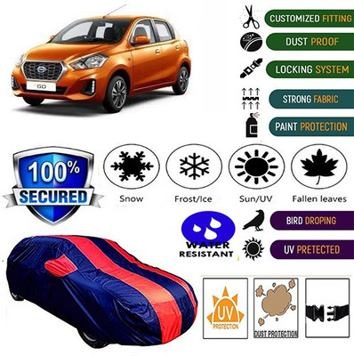 MotohunK Car Cover For Datsun Go (With Mirror Pockets)(Red, Blue)