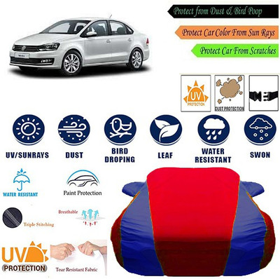 MotohunK Car Cover For Volkswagen Vento (With Mirror Pockets)(Red, Blue)