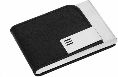 Maskey PU Premium Quality Leather Designer Visiting Card / Business Card / Credit Card Magnetic Case Holder 20 Card Holder(Set of 1, Black)