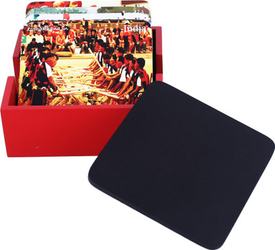 toshakhana Square Medium Density Fibreboard Coaster Set(Pack of 6)
