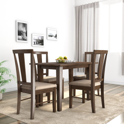 Flipkart Perfect Homes Fraser Solid Wood 4 Seater Dining Set(Finish Color - American Walnut)