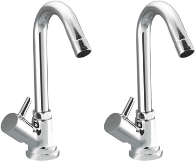 DRIZZLE Swan Neck Pillar Cock Flora Brass - Set of 2 Faucet Set