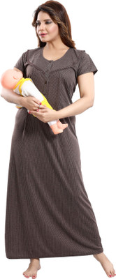 Lovira Women Maternity/Nursing Nighty(Brown)