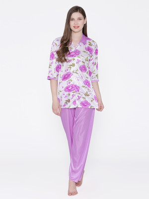 PHALIN Women Printed Multicolor Shirt & Pyjama set