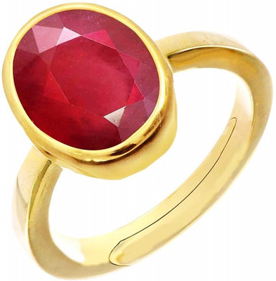PARTH GEMS Certified Unheated Untreatet 7.25 Carat A+ Quality Natural Burma Ruby Manik Gemstone Ring For Women's and Men's Metal Ruby Gold Plated Ring
