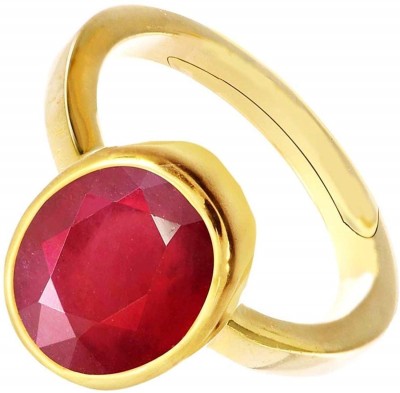 PARTH GEMS Certified Unheated Untreatet 5.25 Carat A+ Quality Natural Burma Ruby Manik Gemstone Ring For Women's and Men's Metal Ruby Gold Plated Ring