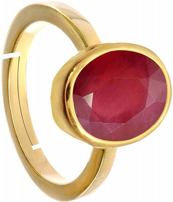 PARTH GEMS Certified Unheated Untreatet 7.25 Carat A+ Quality Natural Burma Ruby Manik Gemstone Ring For Women's and Men's Metal Ruby Gold Plated Ring