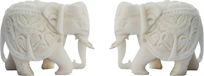 eCraftIndia Combo of Pure White Elephants Decorative Showpiece  -(Plastic, Multicolor)