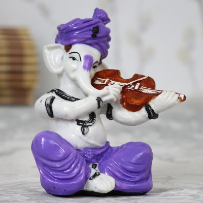 eCraftIndia Lord Ganesha Playing Violin (Purple) - for Home Decor| Office Decor| Chrismas Decor| Diwali Decor| Vaastu Decor| Fengshui Decorative Showpiece  -  13 cm(Polyresin, Purple)