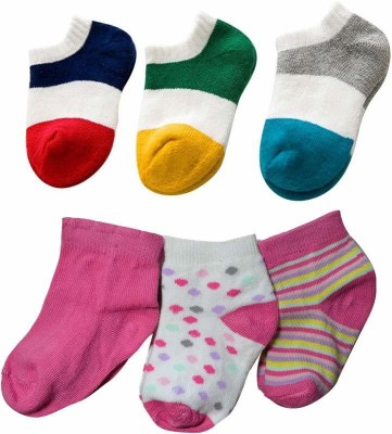 Footprints Organic Cotton Baby Boys & Baby Girls Printed, Striped, Solid Low Cut, Ankle Length(Pack of 6)