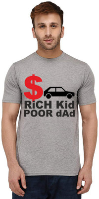 Aseria Printed Men Round Neck Grey T-Shirt