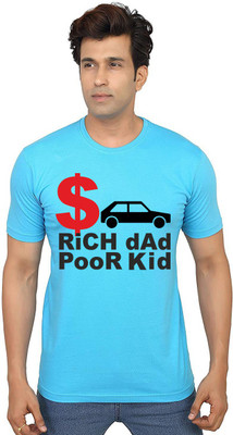 Aseria Printed Men Round Neck Light Blue T-Shirt