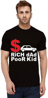 Aseria Printed Men Round Neck Black T-Shirt