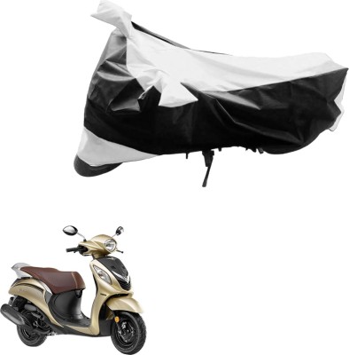 JVG Two Wheeler Cover for Yamaha(Fascino, Black, Silver)