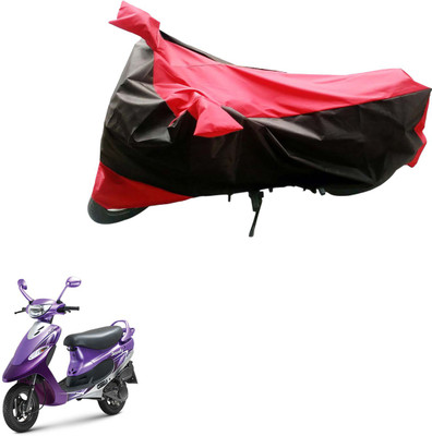 AK Art Two Wheeler Cover for TVS(Scooty Pep+, Black, Red)