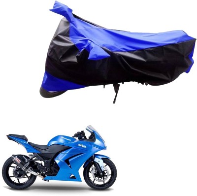 PRIMEAUTOZ Two Wheeler Cover for Kawasaki(Ninja 250, Black, Blue)