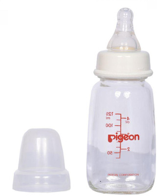 Pigeon GLASS FEEDING BOTTLE 120ML 0 TO 3 MONTHS - 120 ml(White)