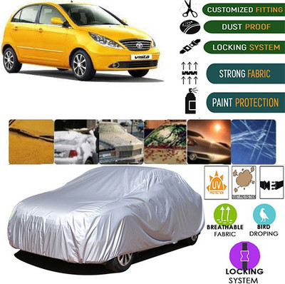 MotohunK Car Cover For Tata Vista Tech (Without Mirror Pockets)(Silver)